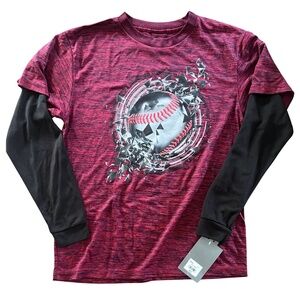 Light weight long sleeve baseball image boy's shirt youth size large NWT